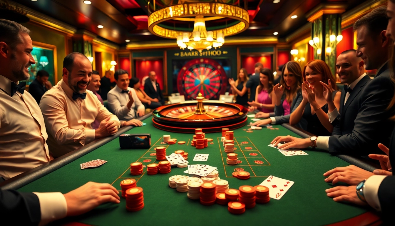 Exciting poker game at 888b with professional dealers and vibrant casino ambiance.