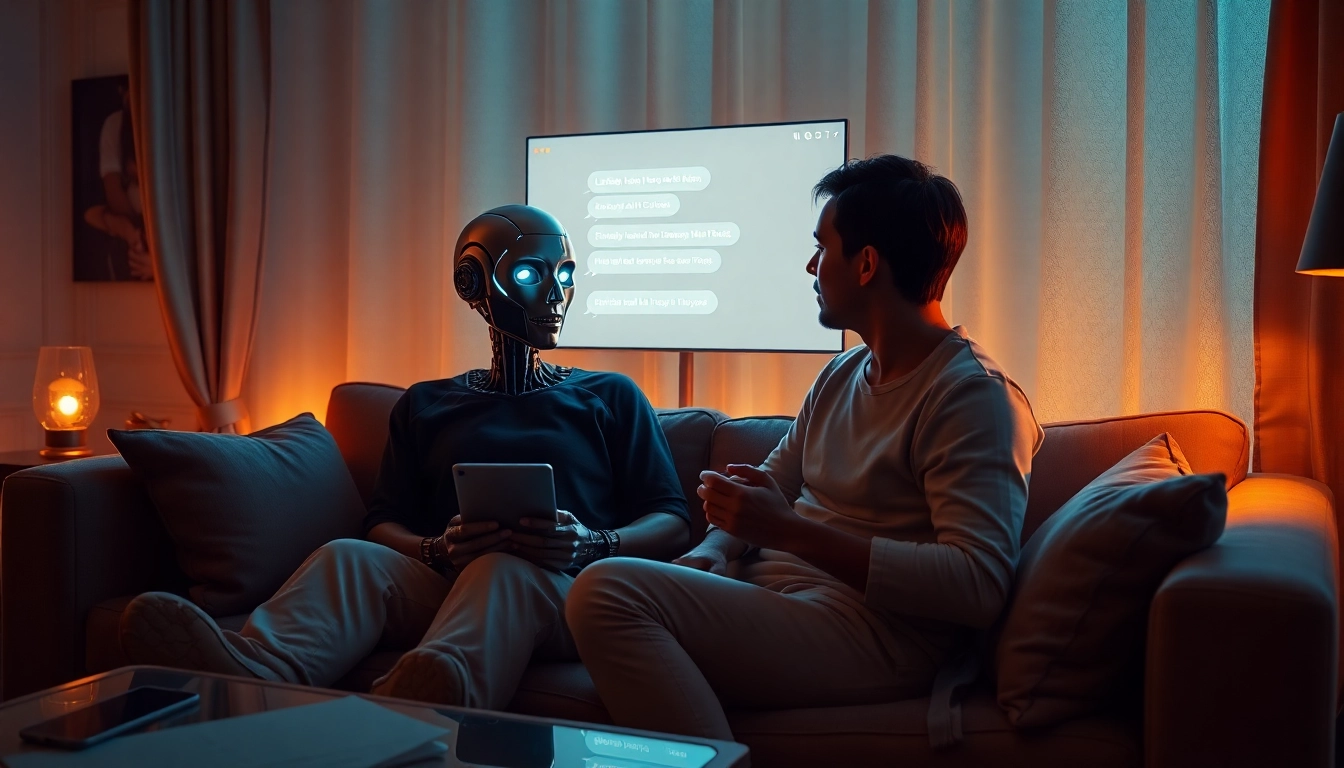 Engaging in intimate conversations with AI chat sex in a cozy setting.