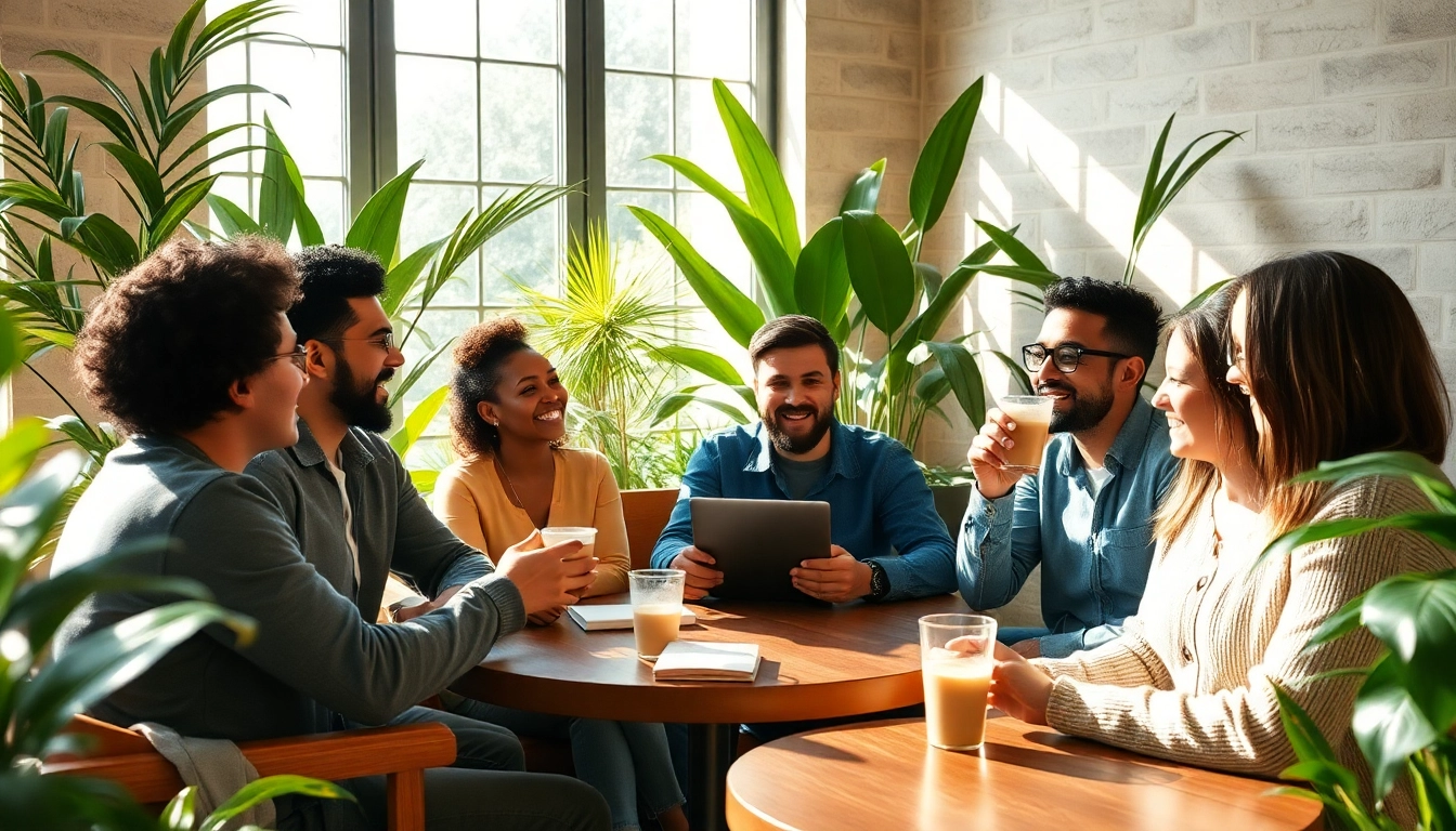 Capturer un style de vie chaleureux et convivial dans un café animé avec des amis.