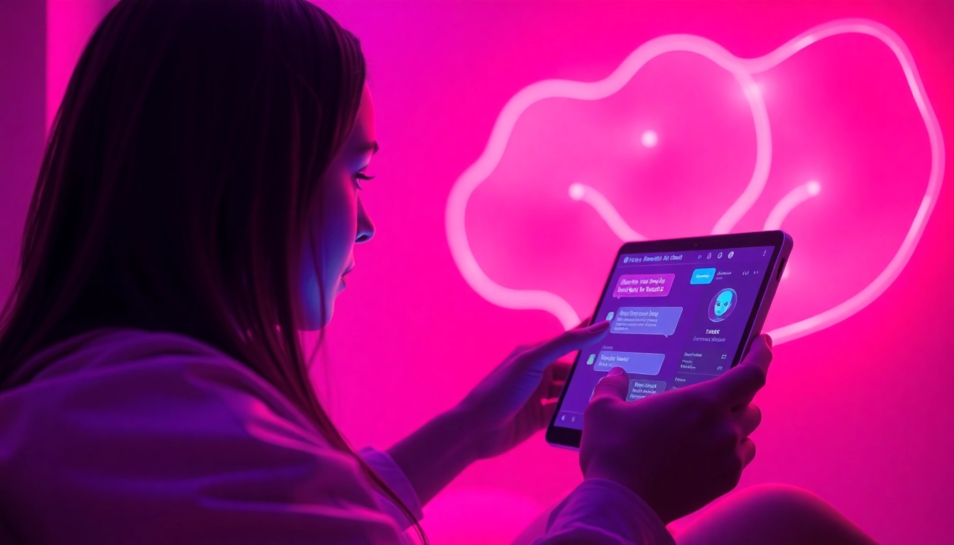 AI chat porn experience featuring a user and a digital chatbot interface