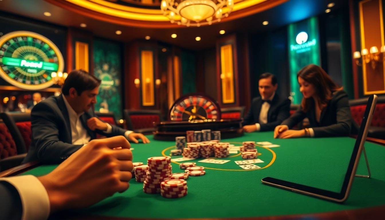Experience the thrill of gaming at nohu90 with vibrant poker chips and an engaging casino environment.