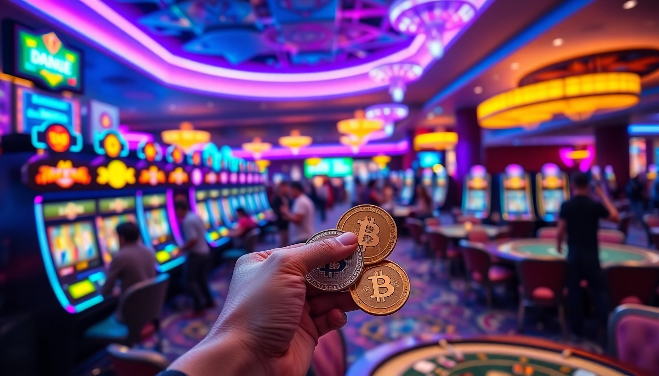 Le meilleur casino crypto avec des jetons numériques illuminés par des lumières vives