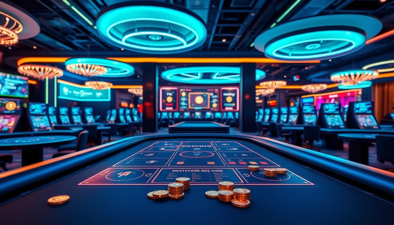 Découvrez le meilleur casino crypto avec une scène de jeu dynamique et futuriste.
