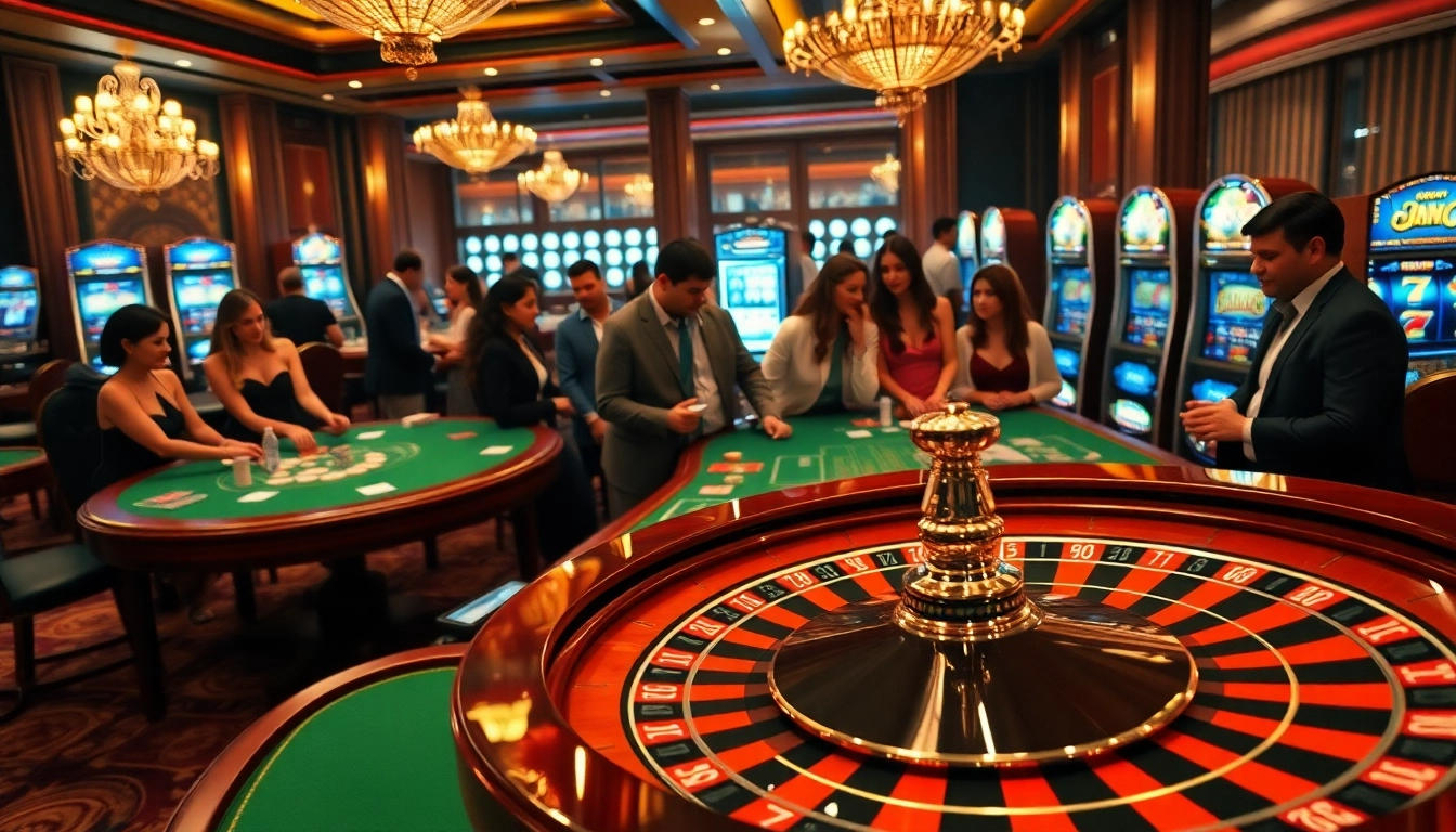 Experience thrilling gameplay at Bk33 casino with vibrant poker tables and spinning roulette.
