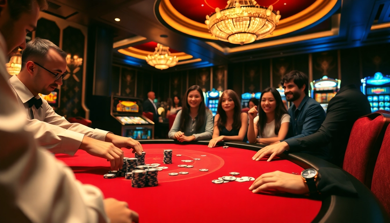 Engaged players enjoying a poker game at fsbet1.com casino under warm lighting.