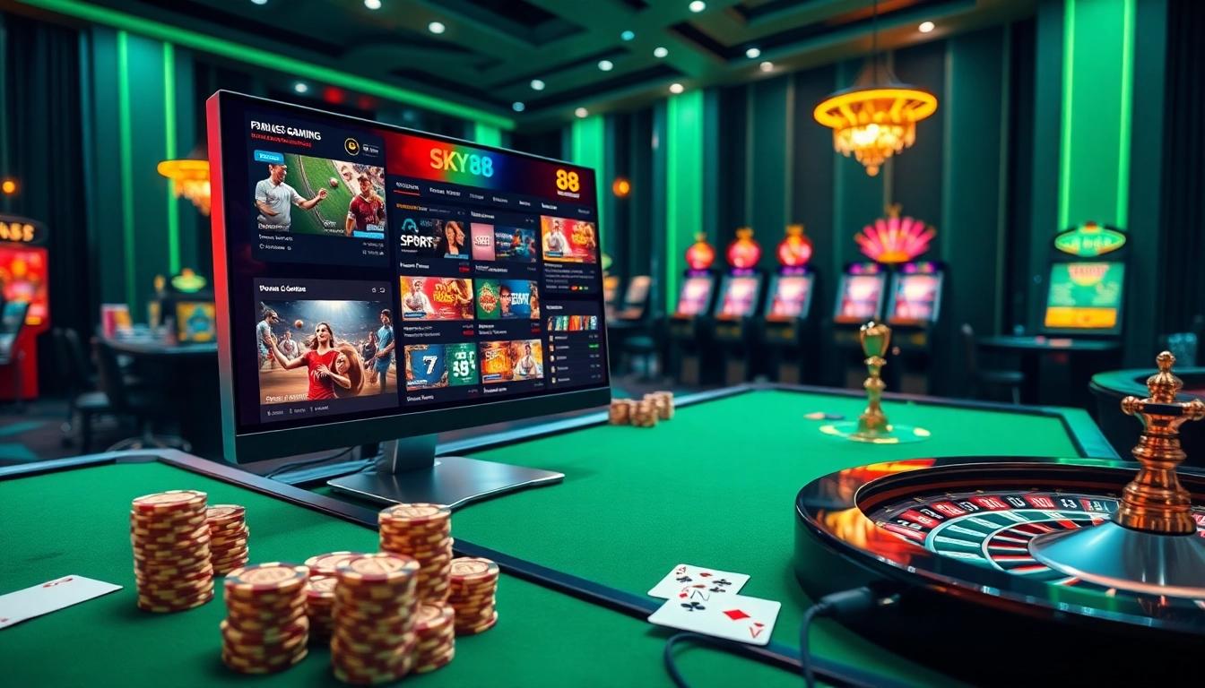 Enjoy an exciting Sky88 gaming experience with vibrant casino elements and betting options.