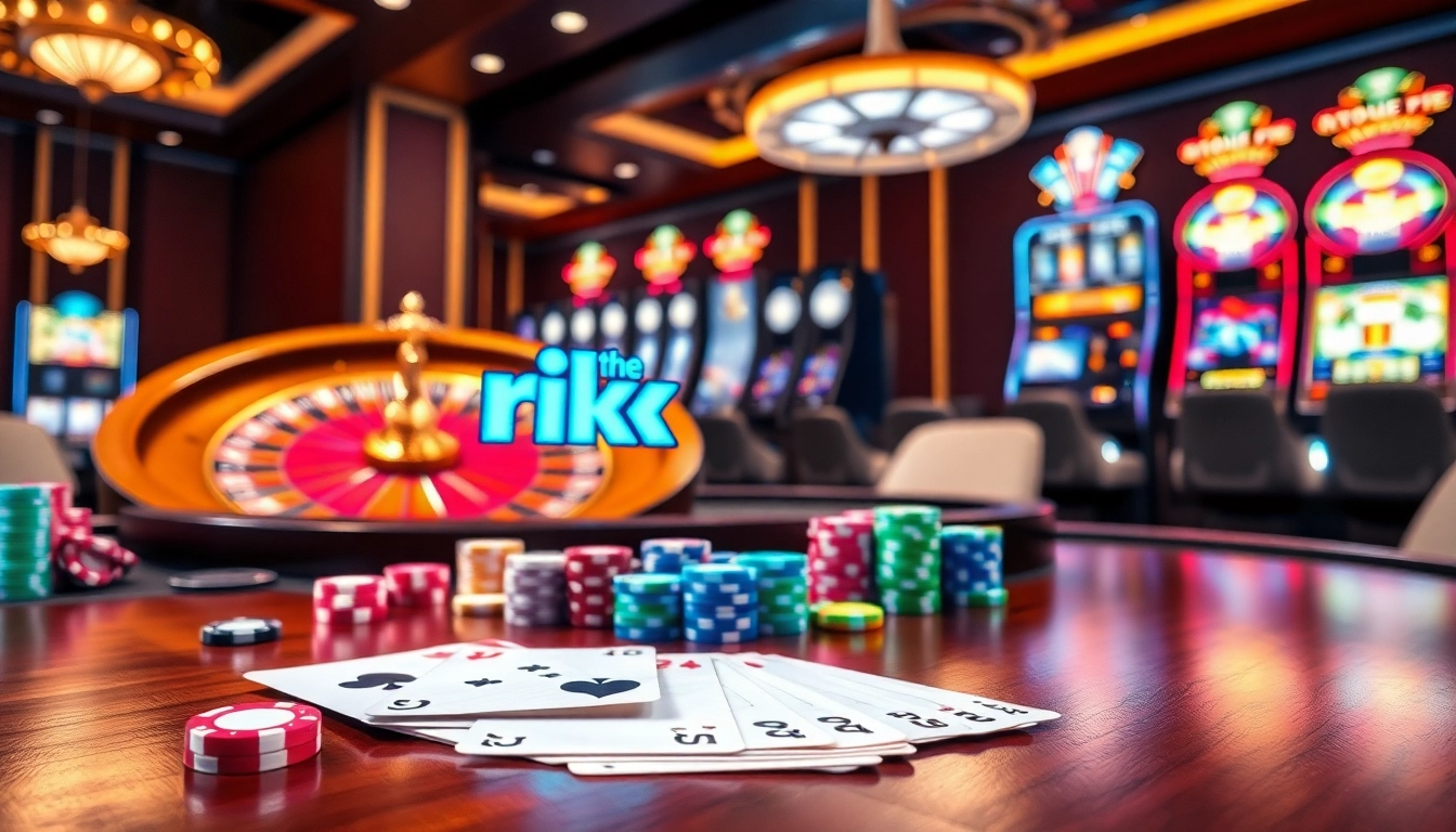 Engaging players at rikvip as they enjoy a vibrant casino atmosphere filled with roulette tables and gold chips.