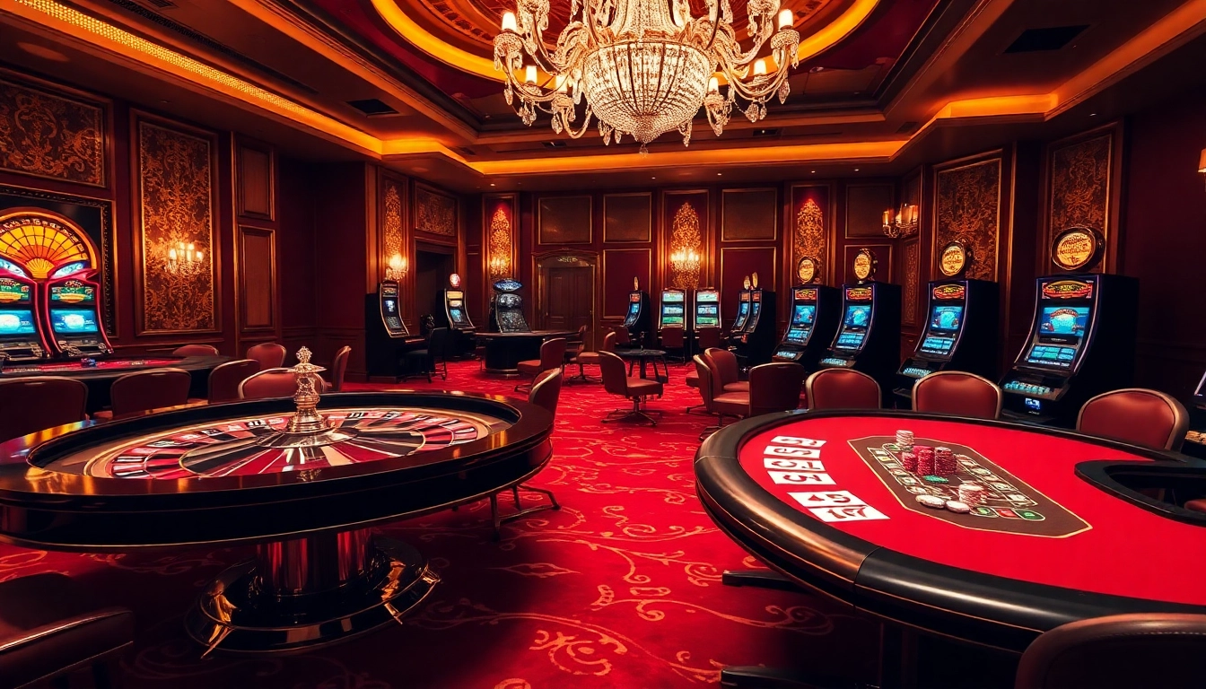 Experience thrilling gameplay at fsbet.io with poker chips and roulette wheels in a luxurious casino setting.