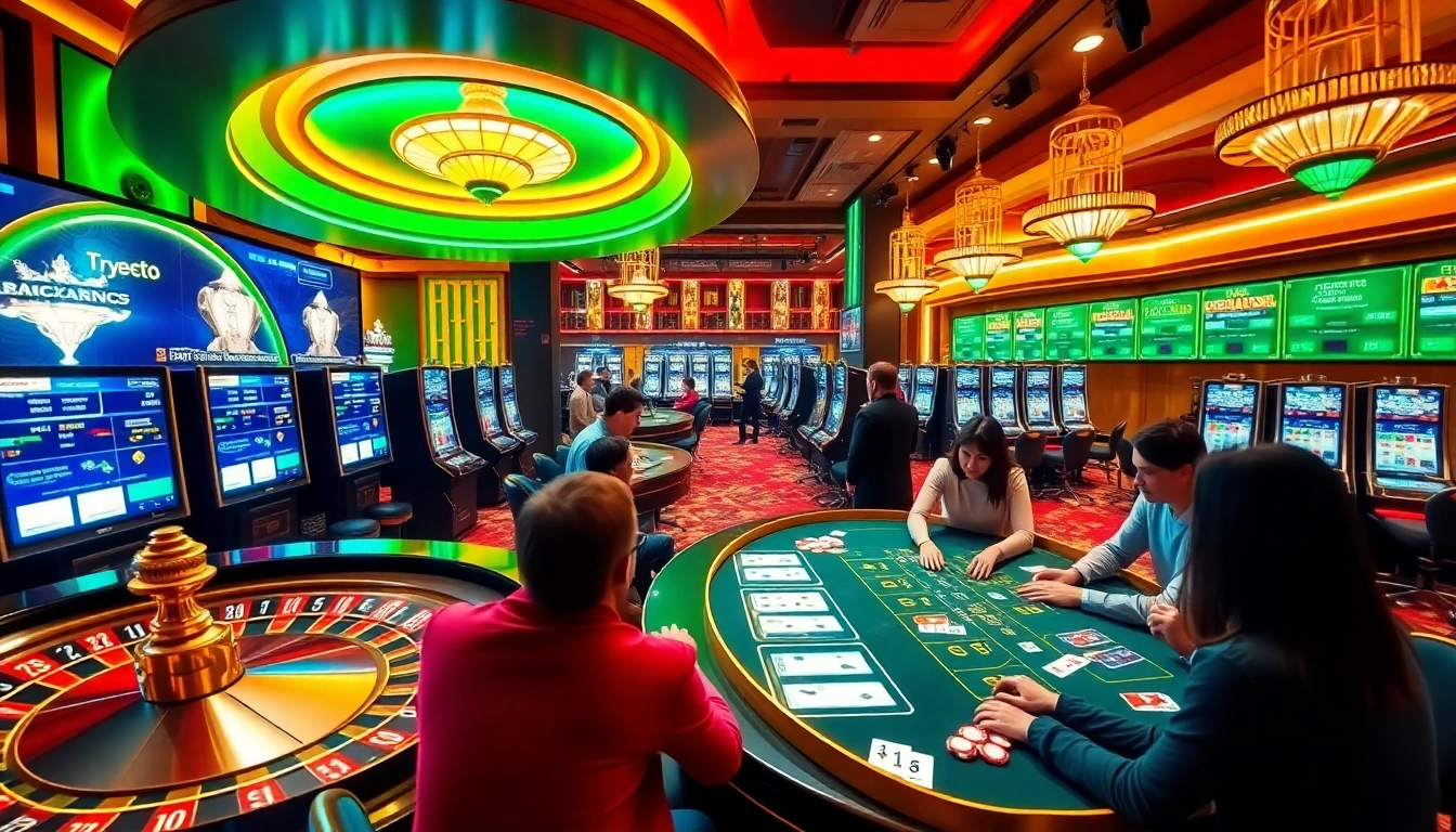 Experience the thrill of casino crypto gaming with vibrant slot machines and roulette.