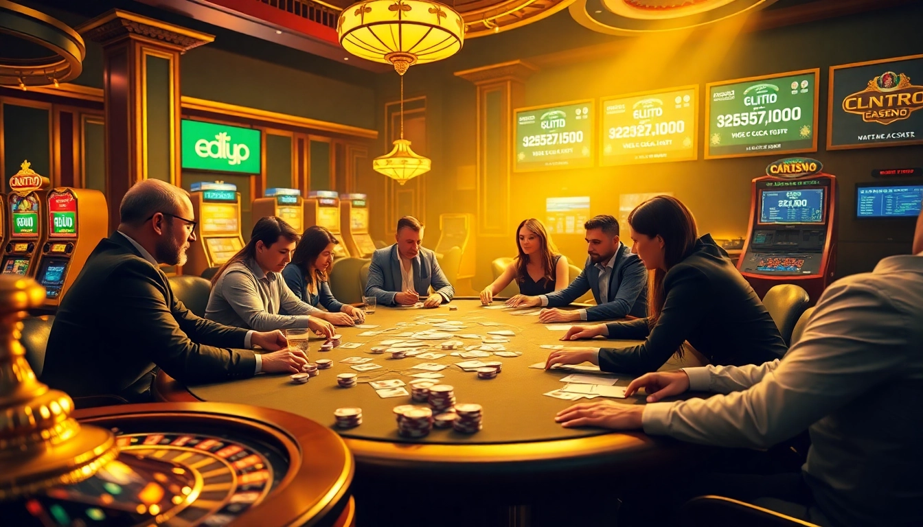 The vibrant atmosphere of the best crypto casino featuring an exciting poker game and luxurious decor.